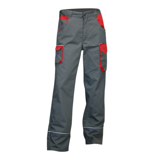 Pantalon mécanicien bicolore LIN gris et rouge