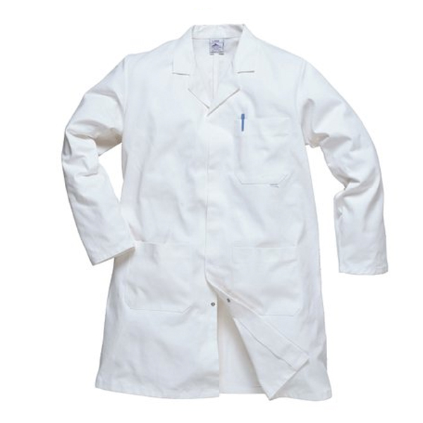 Blouse Blanche Médicale/unisexe En Coton - Manches Longues, Poches, Boutons, Pour Labo, Hôpital, école
